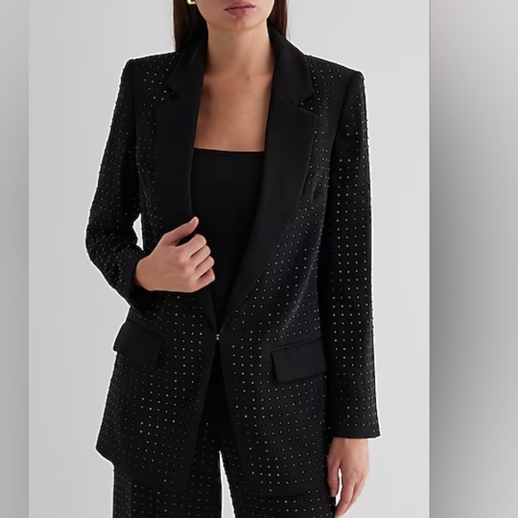 Express Jackets & Blazers - EXPRESS: Rhinestone Studded Notch Lapel Boyfriend Blazer
